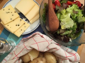 Swiss Cheese, Salad, and Potato for Raclette